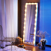 Luxfurni | Full-Length Mirror | Large Full-Length Floor Mirror with Lights for Bedroom White