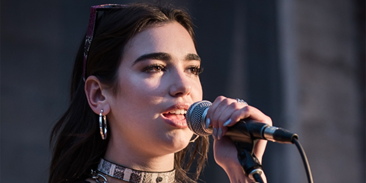 Dua Lipa performing live at Space 15 Twenty for Urban Outfitters Music, in Hollywood, Los Angeles