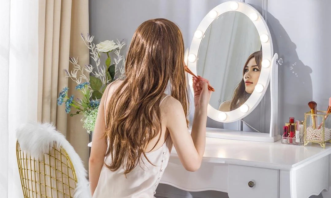 Luxfurni Rose Gold Hollywood Makeup Mirrors Vanity Mirrors