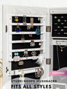 Luxfurni | Jewelry Armoire | Wall Mounted Dahlia Jewelry Armoire with Built-in LED Light - Ivory