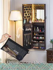 Luxfurni | Jewelry Armoire | Wall mounted Stella8 Jewelry Armoire with Interior LED Lights - Espresso