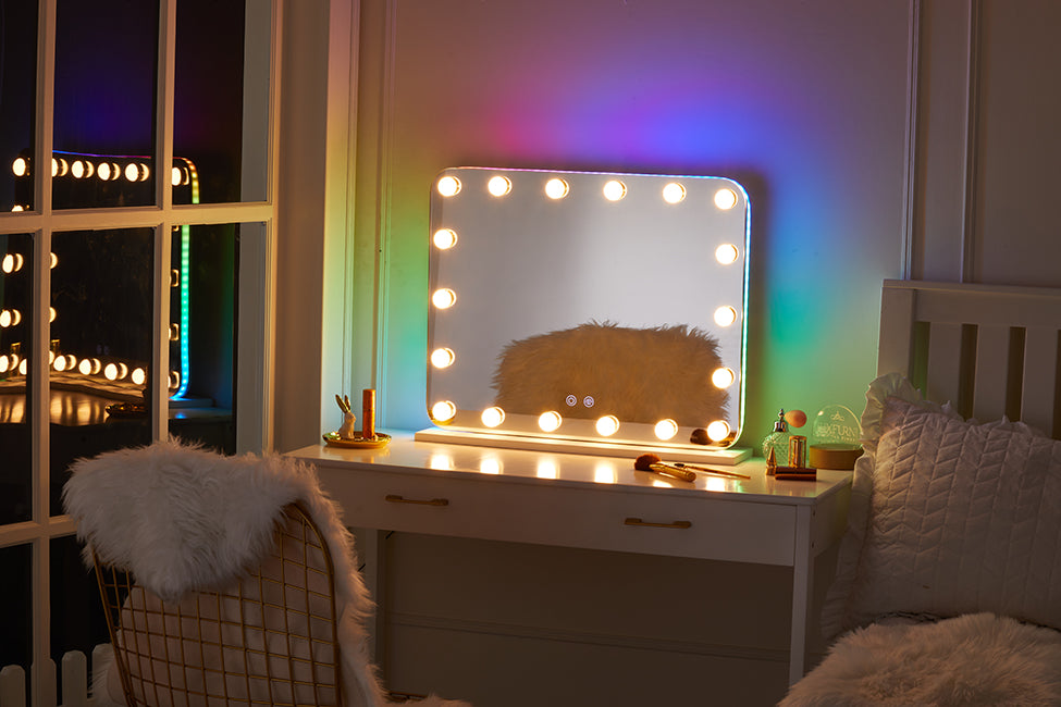  LUXFURNI Armario de joyería con espejo con 89 luces LED para  montaje en pared/puerta, espejo de pantalla completa, organizador de  almacenamiento grande con cerradura : Ropa, Zapatos y Joyería