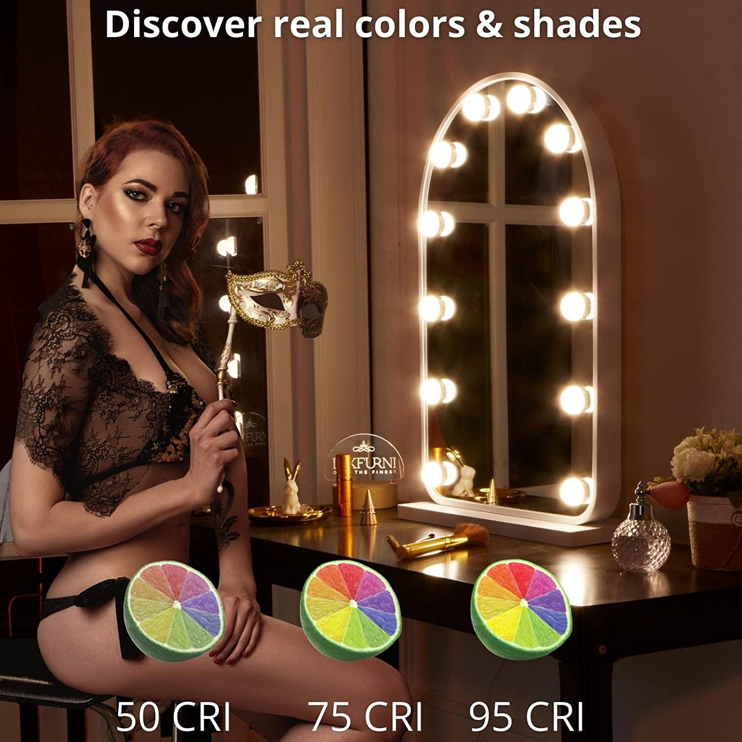 DIY Hollywood Lighted Makeup Vanity Mirror Dimmable Lights, Vanity Lights  for Mirror, Stick on LED Mirror Light Kit for Vanity Set, Plug in Makeup Light  for Bathroom Wall Mirror, Light Bulb Only 