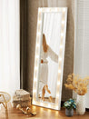 Luxfurni | Full-Length Mirror | Tall Leaner LED Lights Full-Length Body Mirror White