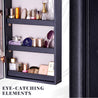 Luxfurni | Jewelry Armoire | Wall mounted Victoria Jewelry Armoire with Leather Trim Exterior - Black