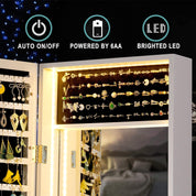 Luxfurni | Jewelry Armoire | Wall Mounted Stella 9 Jewelry Armoire with Built-in LED Light - White